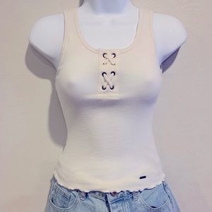 Hollister White Tie Up Tank Top XS